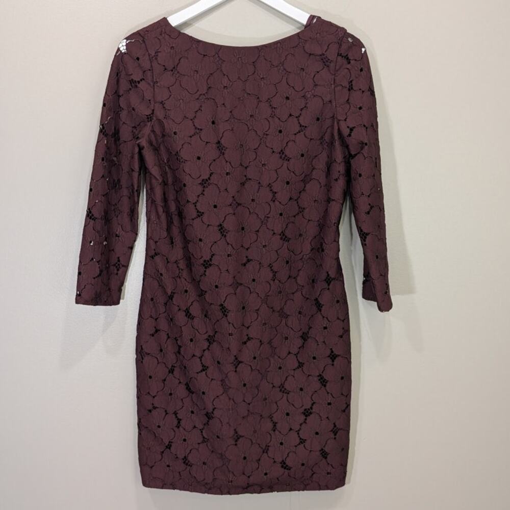 Diane Von Furstenberg Dress Sarita Plum Floral Lace Wedding Guest Garden Size 6